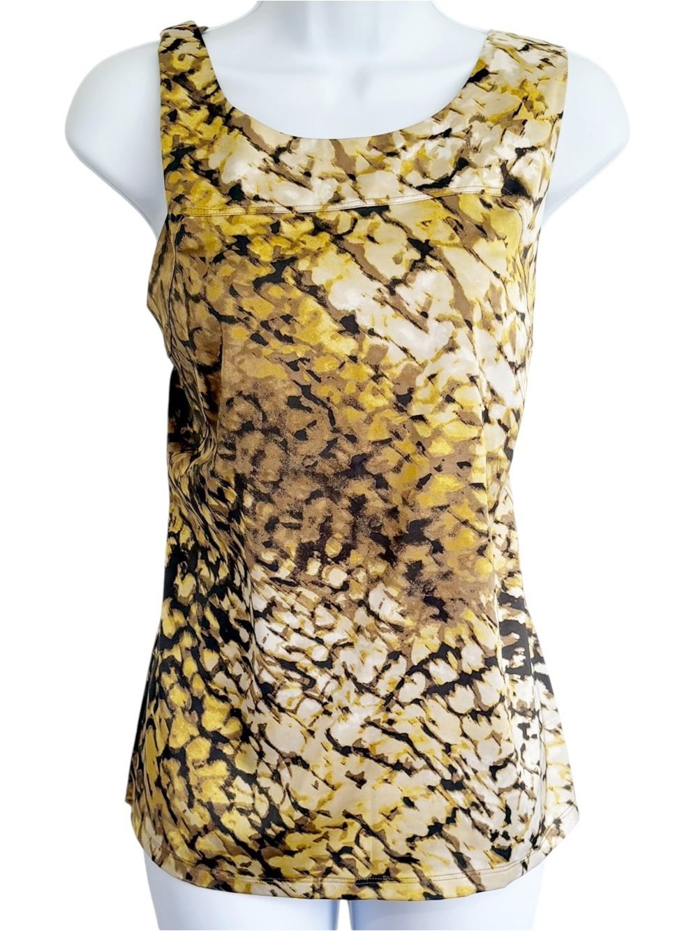 ANN TAYLOR Snakeskin Animal Print Sleeveless Blouse Gold Brown Medium
